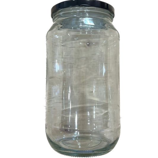 1 Litre Round Jar Black Lid